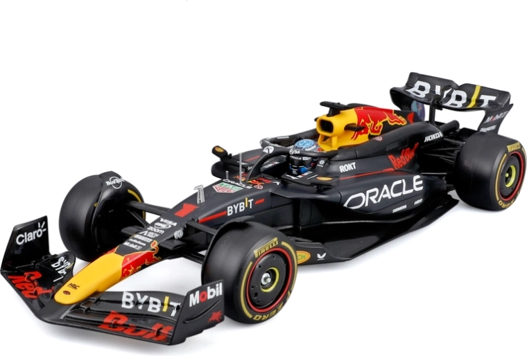 Modelo Bburago F1 Oracle Red Bull Racing RB20 2024 Max Verstappen 1:24 en caja acrílica