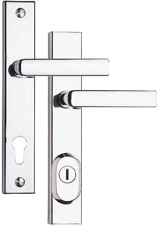 Herraje de seguridad R4 para puertas, distancia 90 mm, acero inoxidable cromado