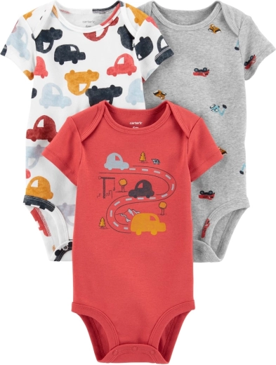 CARTER'S bodies de manga corta Cars para niños 3 uds – NB/talla 56