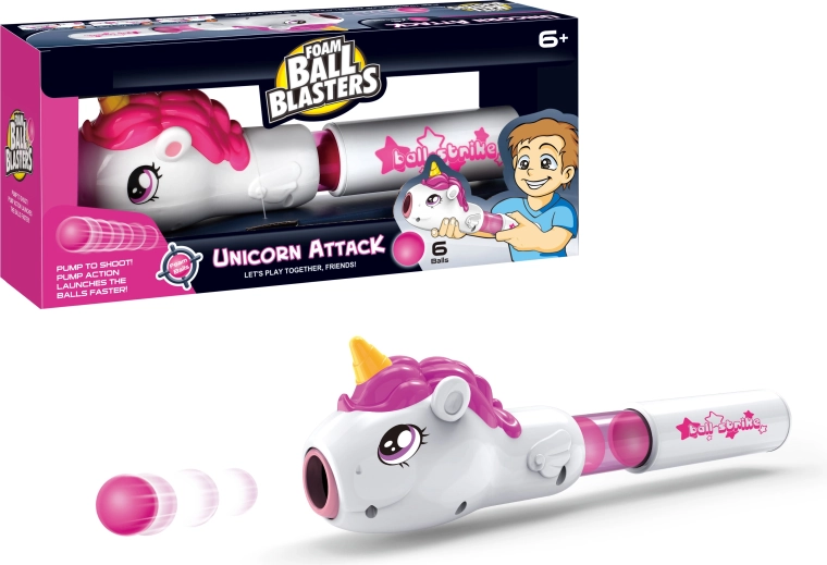 Pistola airsoft Unicornio con 6 proyectiles para niños