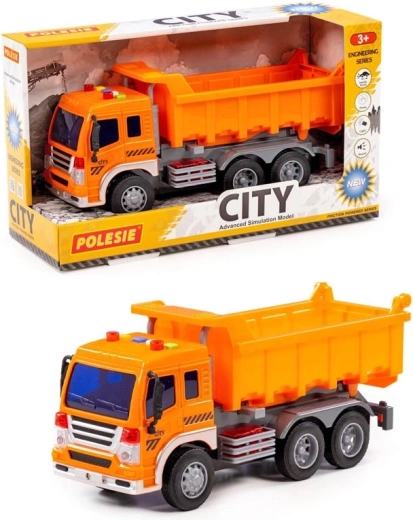 Polesie City camión volquete con motor de inercia con luz y sonido - 1 pieza