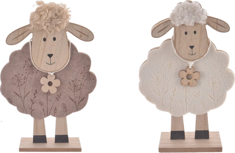 Ovejita de peluche y madera – decoración para la habitación infantil (2 variantes)