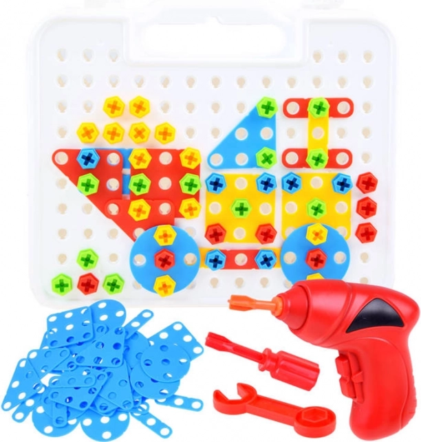 Gran set de construcción en maletín con taladro, 268 piezas