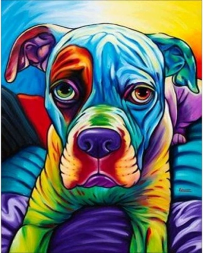 Pintura de diamantes – perro de colores 30 × 40 cm - 1 pieza