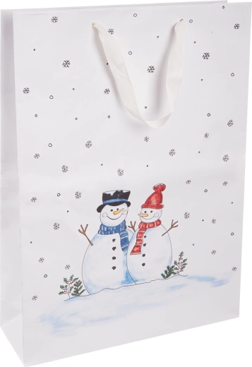Bolsa de papel de regalo Muñeco de nieve 32,5 × 10 × 45,5 cm