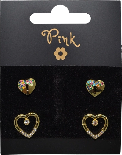 Set de pendientes chapados en oro con corazón, 4 uds.