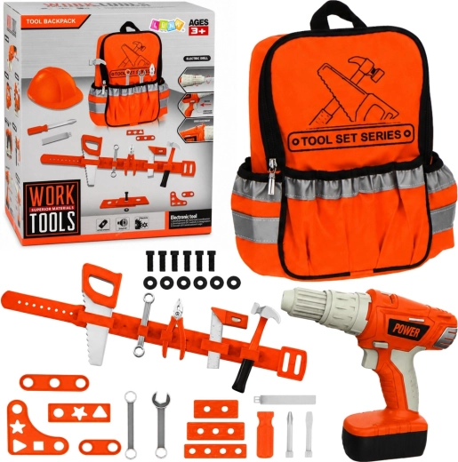 Mochila infantil de bricolaje con herramientas y destornillador a batería