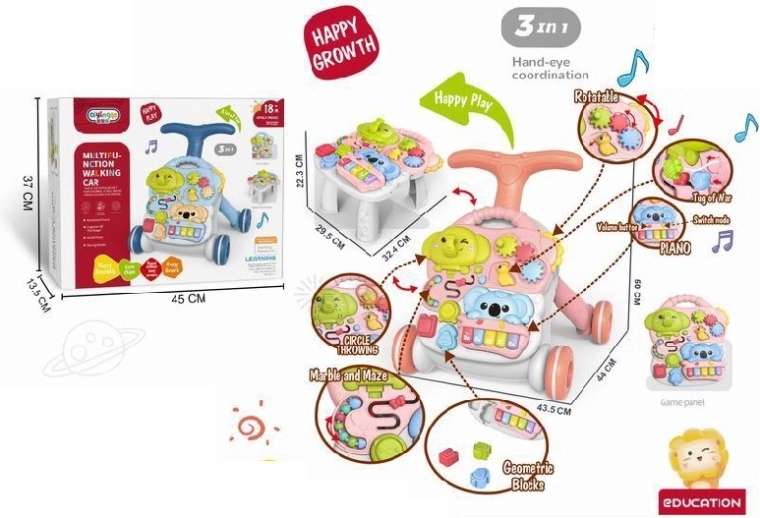Andador empujable y mesa educativa 3 en 1