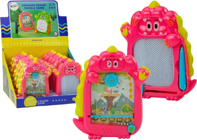 Pizarra de dibujo de bolsillo 2 en 1 Dinosaurio Rosa