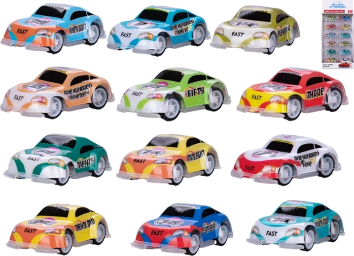 Set de mini coches de carreras de cuerda 5,5 cm – 12 uds.