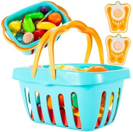 Cesta con frutas y verduras para cortar