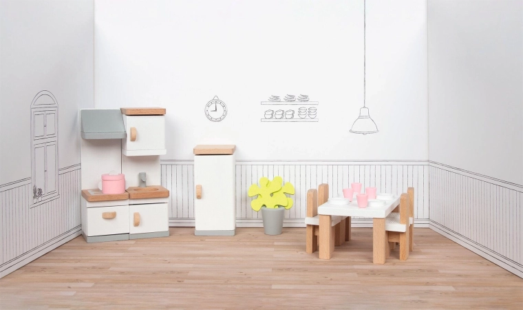 Mueble de madera Goki para cocina de casa de muñecas
