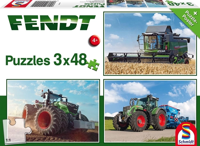 Puzzle Schmidt tractores Fendt 3×48 piezas