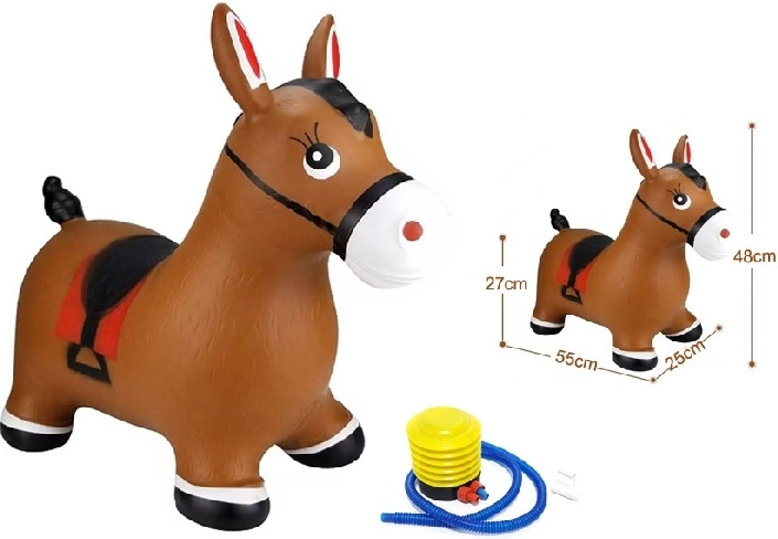 Caballo saltarín inflable para niños con bomba – marrón