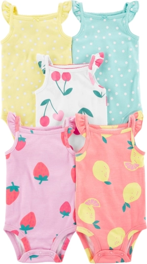 CARTER'S bodies de tirantes Dots Fruit para niña, 5 uds – NB/talla 56