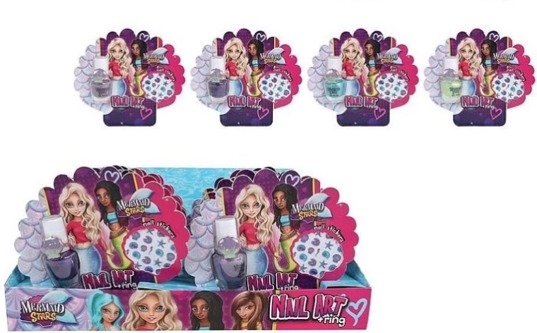 Mermaid Stars set infantil para decorar uñas 4× 5 ml (esmaltes, pegatinas y anillos)