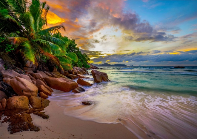 Puzzle Enjoy Playas de Seychelles al atardecer 1000 piezas