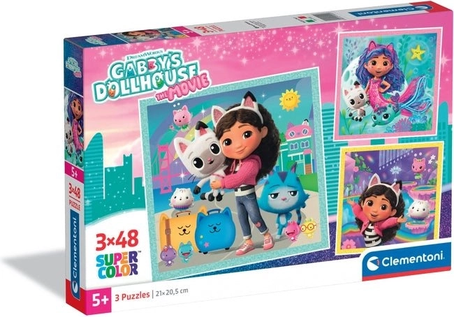 Puzzle La casa de muñecas de Gabby 3×48 piezas CLEMENTONI