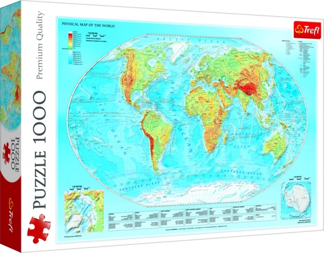 Puzzle mapa física del mundo 1000 piezas Trefl