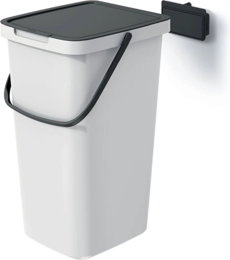 Papelera SYSTEMA Q COLLECT 25 l, gris ceniza con tapa negra