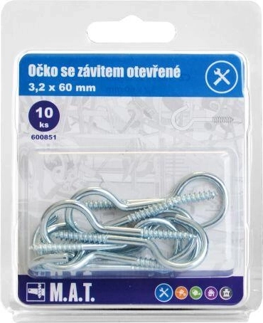 Gancho roscado 60 × 3,2 mm, galvanizado (10 uds)