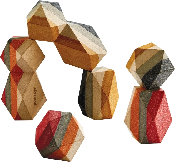 PlanToys gemas de madera apilables (6 piezas)