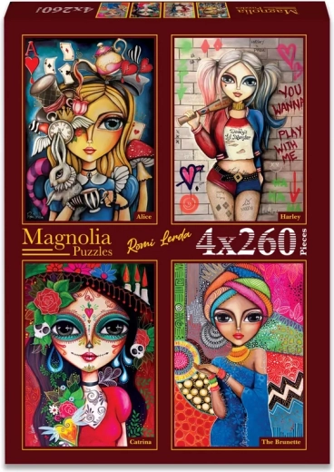 Puzzle Magnolia Alenka, Harley, Catrina y Bruneta 4×260 piezas
