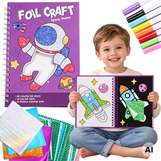 Set creativo Woopie con láminas y dibujos para colorear del espacio, 121 piezas