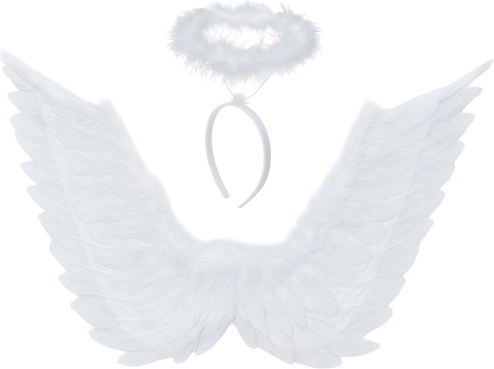 Ruhhy alas de ángel blancas con aureola 46 × 48 cm - 1 pieza