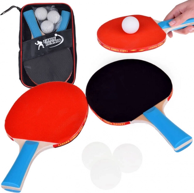 Palas de ping-pong de madera con 3 pelotas