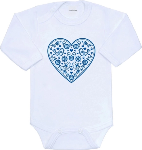 Body infantil New Baby con estampado folclórico de corazón azul, talla 68