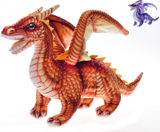 Dragón de peluche 42 cm – de pie, naranja o morado