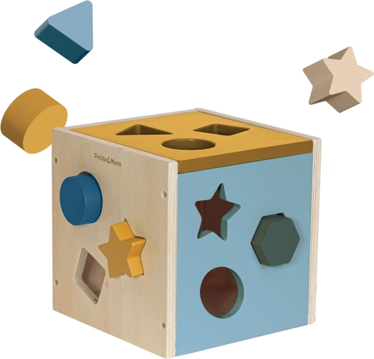 Petite&Mars cubo clasificatorio de madera Gravity Wood of Mars Cosmic Blue