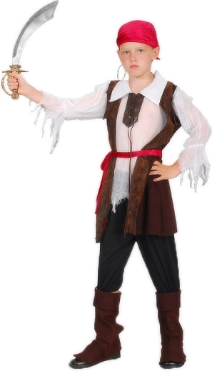 Disfraz de carnaval de pirata para niños talla M (120–130 cm) - 1 pieza