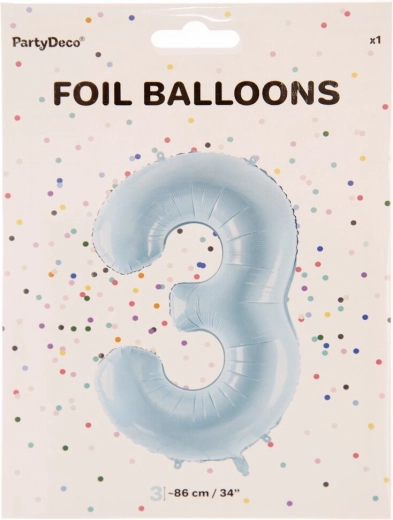 Globo de foil número 3 azul 86 cm
