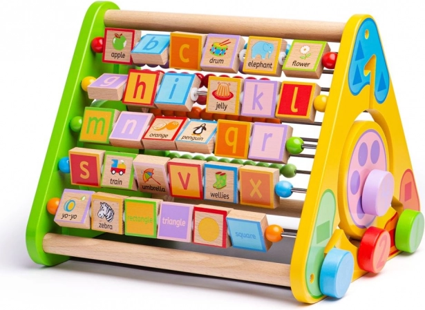 Bigjigs Baby triángulo de madera activo con inglés