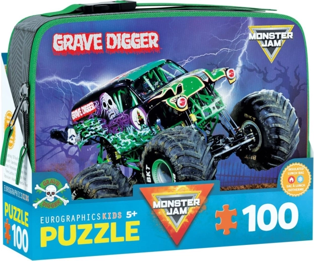 Rompecabezas en lonchera isotérmica EUROGRAPHICS GRAVE DIGGER MONSTER JAM 100 piezas