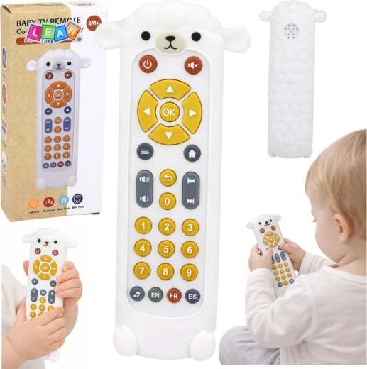 Mando a distancia interactivo infantil con mordedor Ovejita, luces y sonidos, blanco