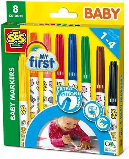 SES My First rotuladores infantiles 8 colores con punta redonda extra gruesa