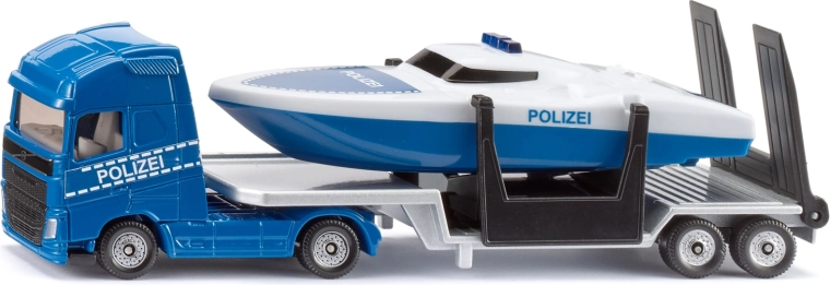 Siku Super, tractora Volvo con remolque y lancha policial (1:87)