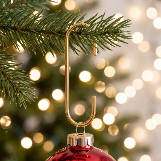 Mini ganchos dorados para adornos navideños - 100 unidades