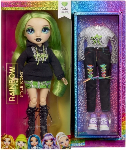Muñeca de moda Rainbow High Jade Hunter con 2 conjuntos
