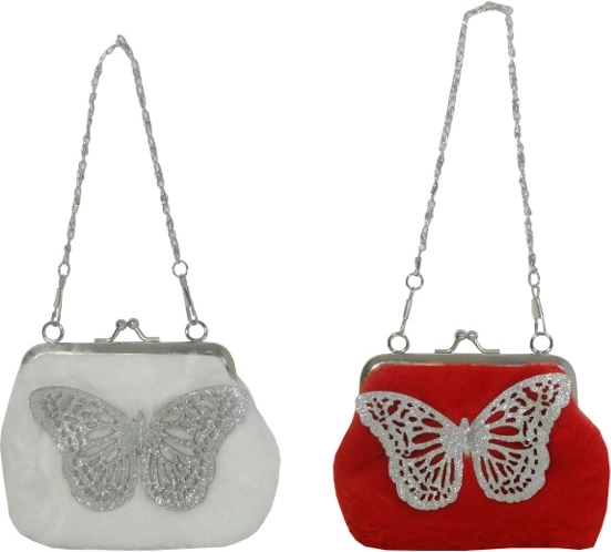 Bolso de peluche y monedero con mariposa