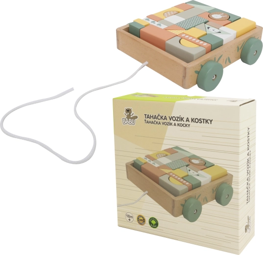 Carrito de arrastre Babu con bloques de madera