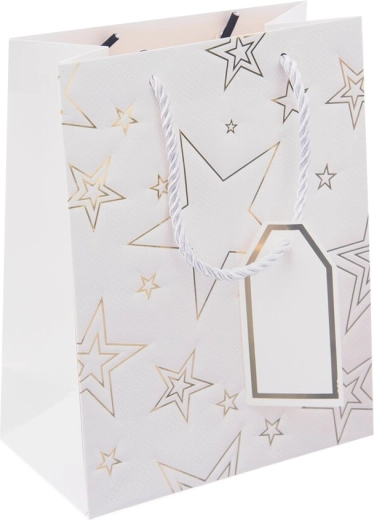Bolsa de regalo de papel con motivo de estrella blanca 18 × 10 × 23 cm