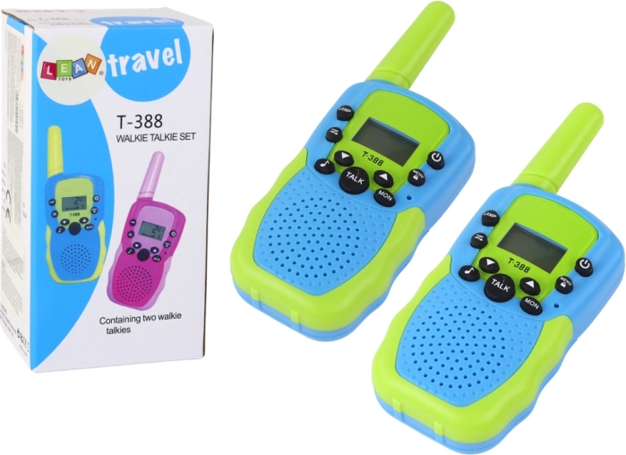 Walkie-talkies infantiles verde y azul con alcance de 3 km