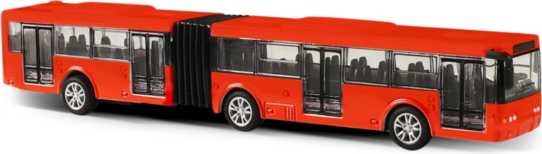 Autobús urbano articulado metálico – rojo, 18 cm