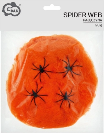 Telaraña naranja para Halloween 20 g con 4 arañas