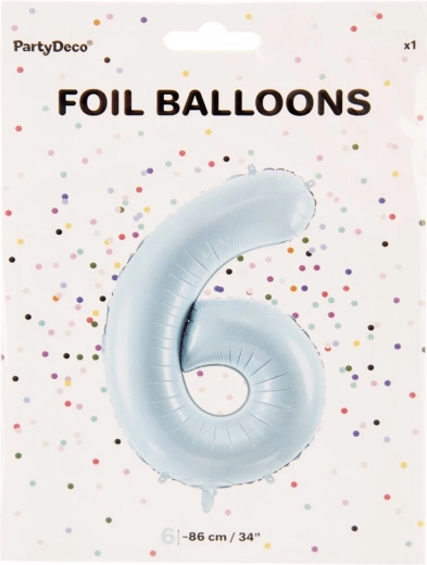 Globo de foil número 6 azul 86 cm