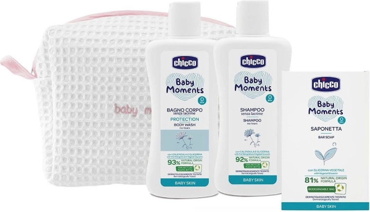 Neceser cosmético Chicco Baby Moments con cremallera, rosa